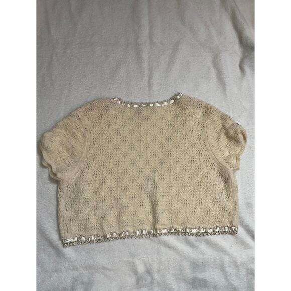 Vintage Karen Millen Knit Cropped Cardigan  Coquette Feminine Y2K Womans Large - Picture 5 of 15